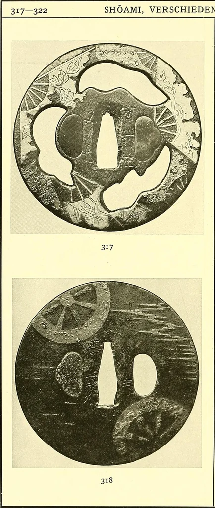 An illustration from Japanische Stichblätter und Schwertzieraten : Sammlung Georg Oeder, Düsseldorf : [Katalog], 1916, leaf 61