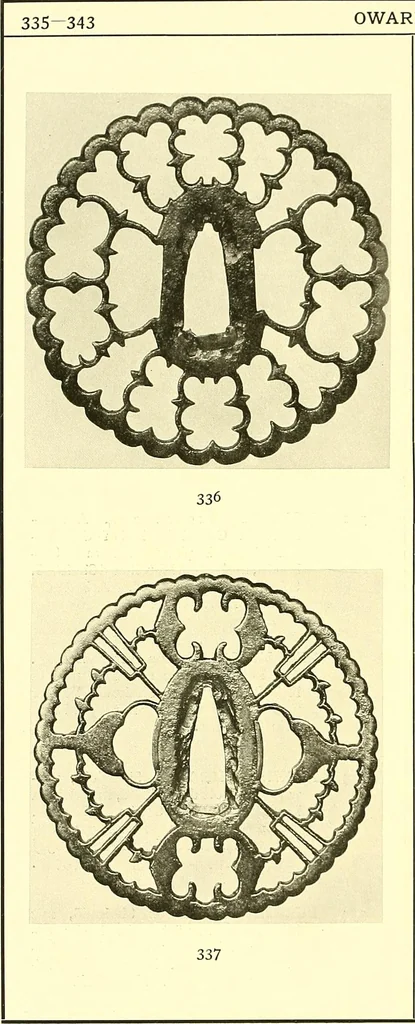 An illustration from Japanische Stichblätter und Schwertzieraten : Sammlung Georg Oeder, Düsseldorf : [Katalog], 1916, leaf 63