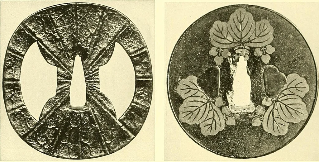 An illustration from Japanische Stichblätter und Schwertzieraten : Sammlung Georg Oeder, Düsseldorf : [Katalog], 1916, leaf 65