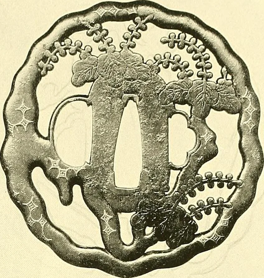 An illustration from Japanische Stichblätter und Schwertzieraten : Sammlung Georg Oeder, Düsseldorf : [Katalog], 1916, leaf 70