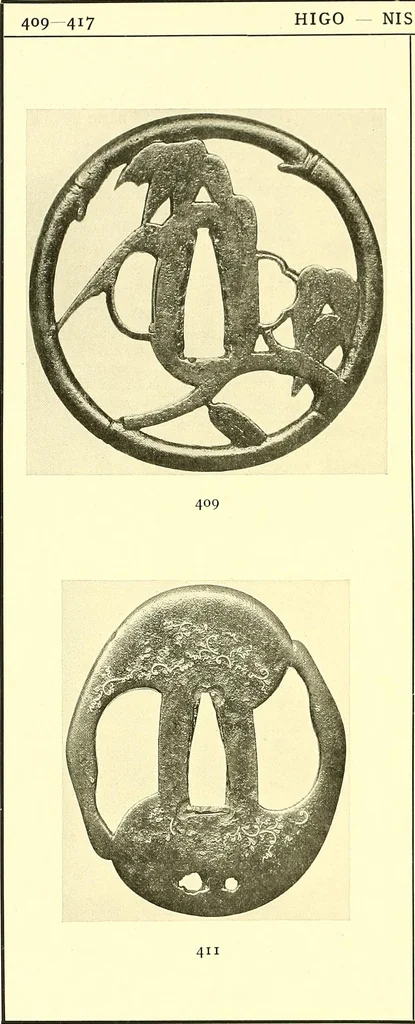 An illustration from Japanische Stichblätter und Schwertzieraten : Sammlung Georg Oeder, Düsseldorf : [Katalog], 1916, leaf 73