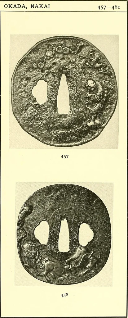 An illustration from Japanische Stichblätter und Schwertzieraten : Sammlung Georg Oeder, Düsseldorf : [Katalog], 1916, leaf 78