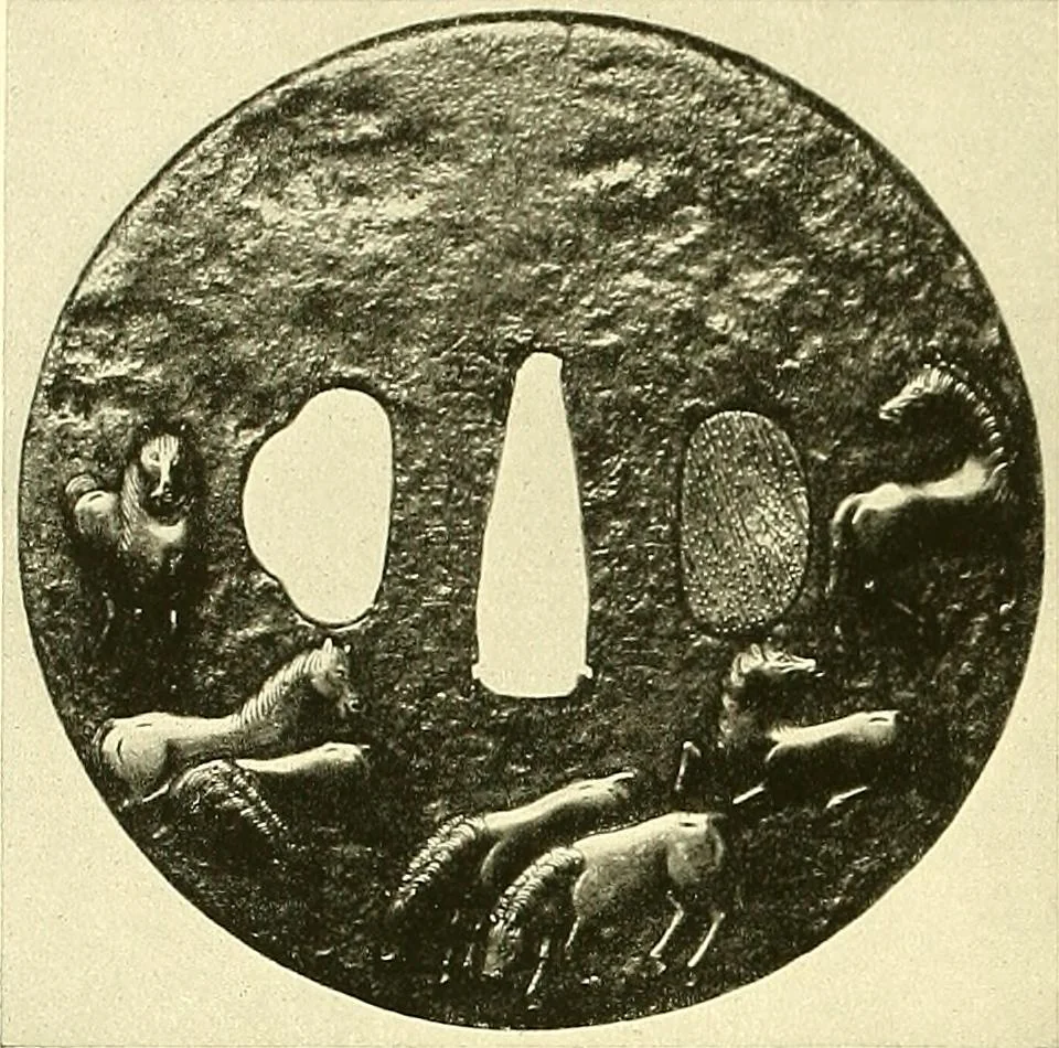 An illustration from Japanische Stichblätter und Schwertzieraten : Sammlung Georg Oeder, Düsseldorf : [Katalog], 1916, leaf 83