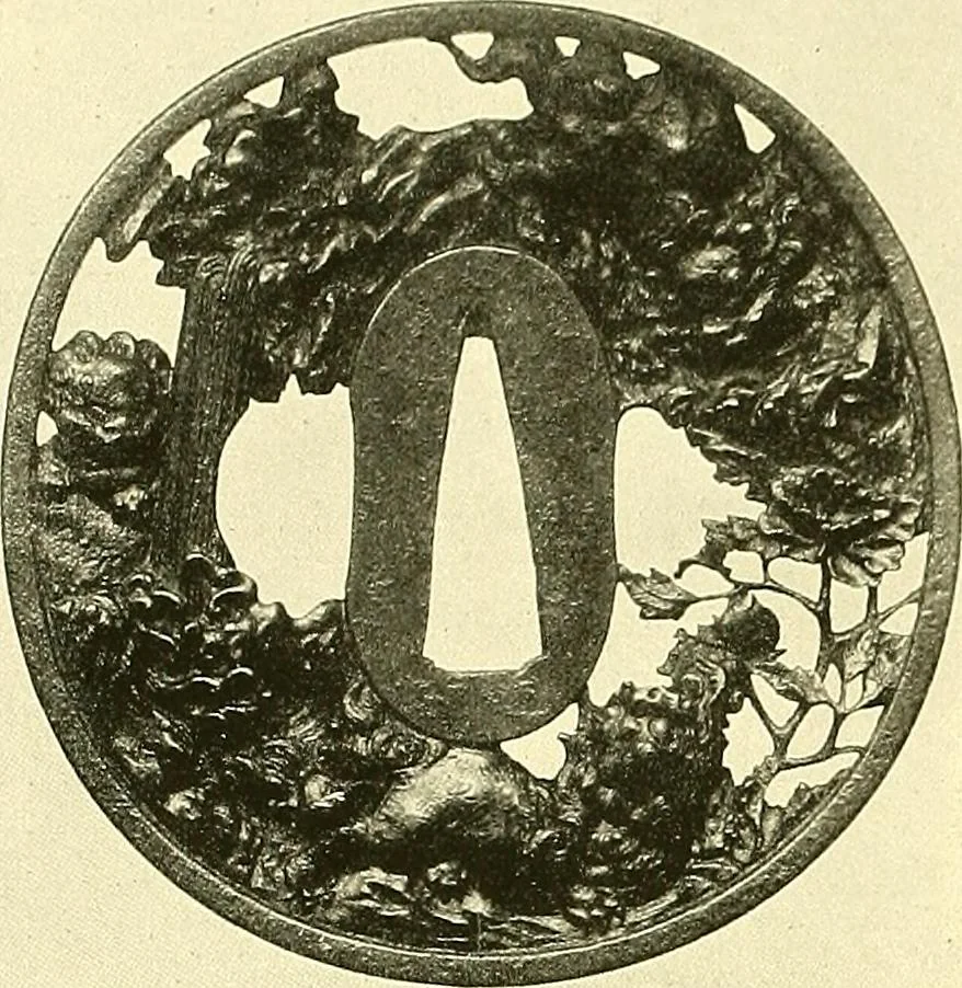 An illustration from Japanische Stichblätter und Schwertzieraten : Sammlung Georg Oeder, Düsseldorf : [Katalog], 1916, leaf 87
