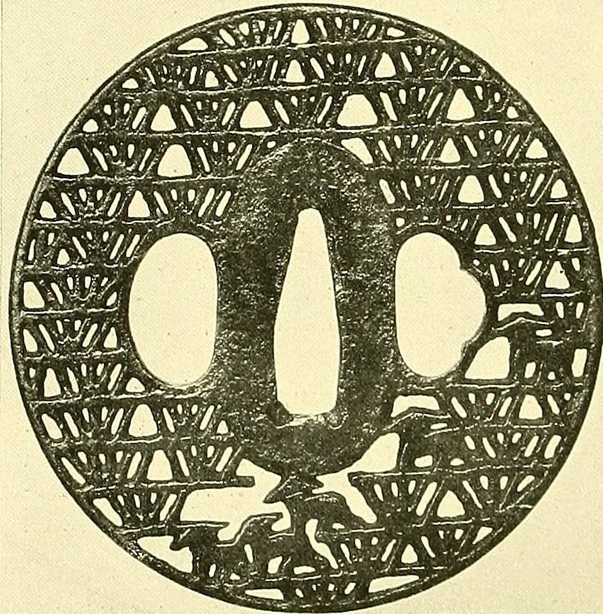 An illustration from Japanische Stichblätter und Schwertzieraten : Sammlung Georg Oeder, Düsseldorf : [Katalog], 1916, leaf 87