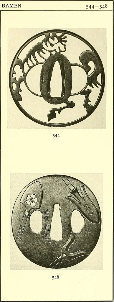 An illustration from Japanische Stichblätter und Schwertzieraten : Sammlung Georg Oeder, Düsseldorf : [Katalog], 1916, leaf 88