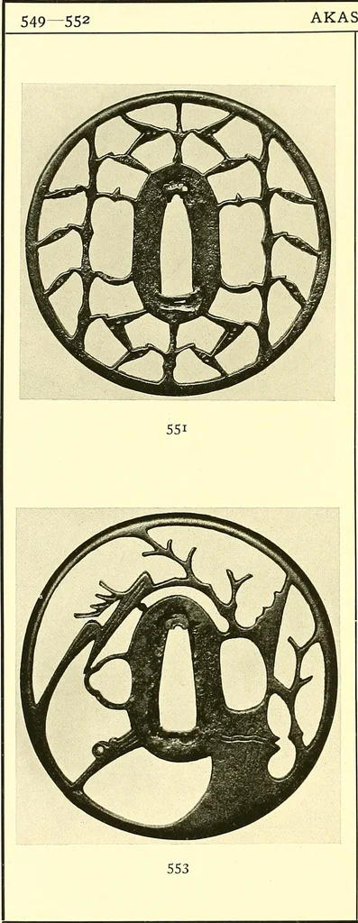 An illustration from Japanische Stichblätter und Schwertzieraten : Sammlung Georg Oeder, Düsseldorf : [Katalog], 1916, leaf 89