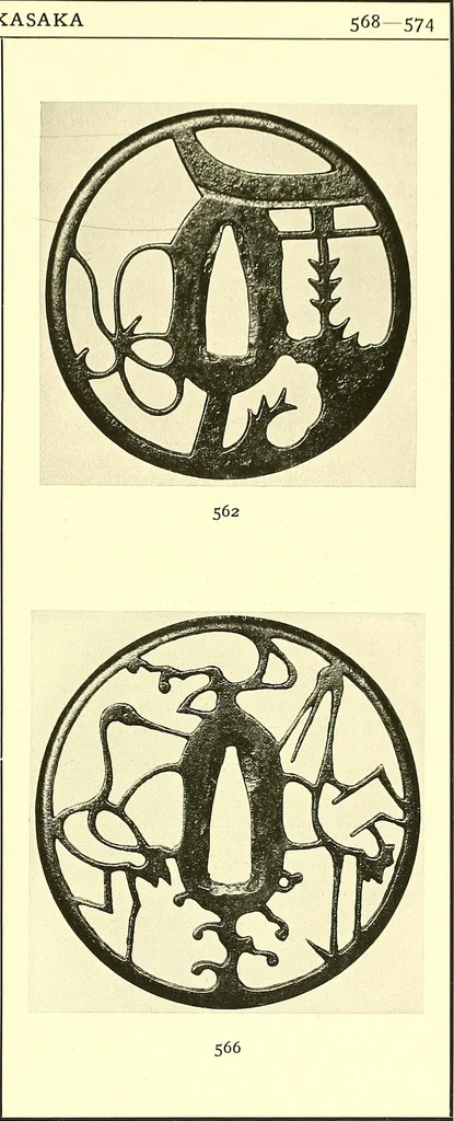 An illustration from Japanische Stichblätter und Schwertzieraten : Sammlung Georg Oeder, Düsseldorf : [Katalog], 1916, leaf 92