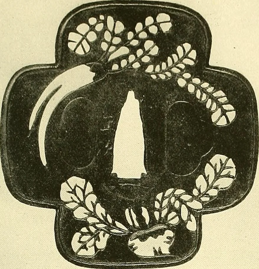 An illustration from Japanische Stichblätter und Schwertzieraten : Sammlung Georg Oeder, Düsseldorf : [Katalog], 1916, leaf 94
