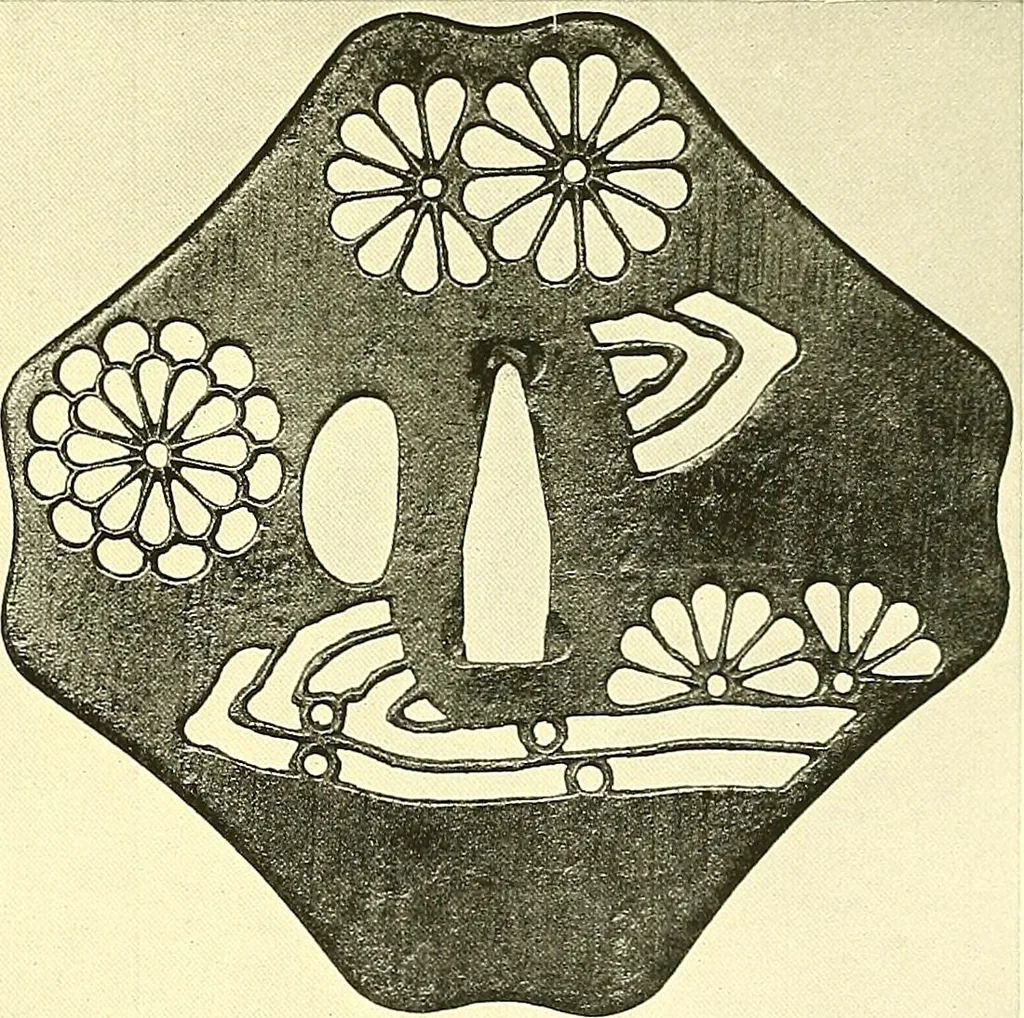 An illustration from Japanische Stichblätter und Schwertzieraten : Sammlung Georg Oeder, Düsseldorf : [Katalog], 1916, leaf 94