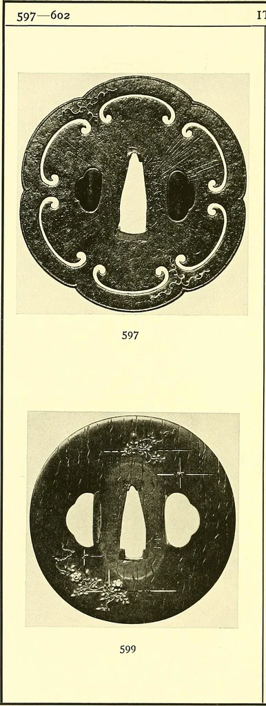 An illustration from Japanische Stichblätter und Schwertzieraten : Sammlung Georg Oeder, Düsseldorf : [Katalog], 1916, leaf 95