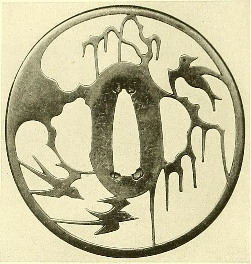 An illustration from Japanische Stichblätter und Schwertzieraten : Sammlung Georg Oeder, Düsseldorf : [Katalog], 1916, leaf 97