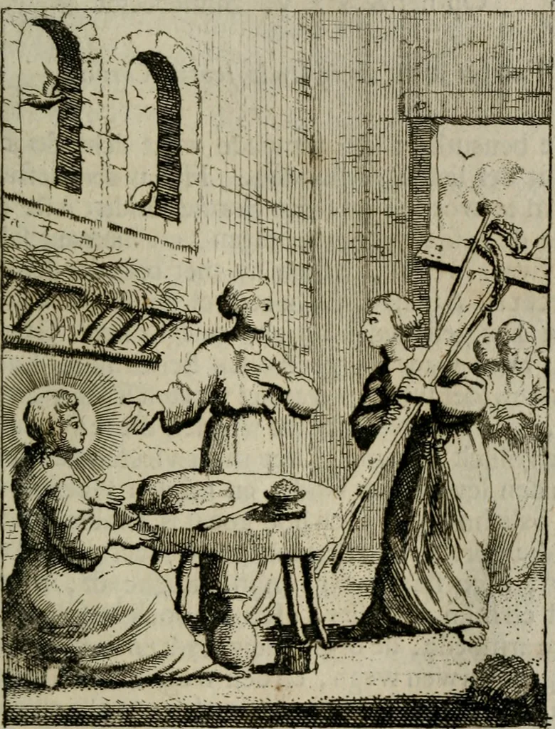 An illustration from Jesus en de ziel : een geestelycke spiegel voor 't gemoed : bestaande uyt veertig aangename en stichtelyke sinne-beelden : vervat in drie deelen, 1696, leaf 158