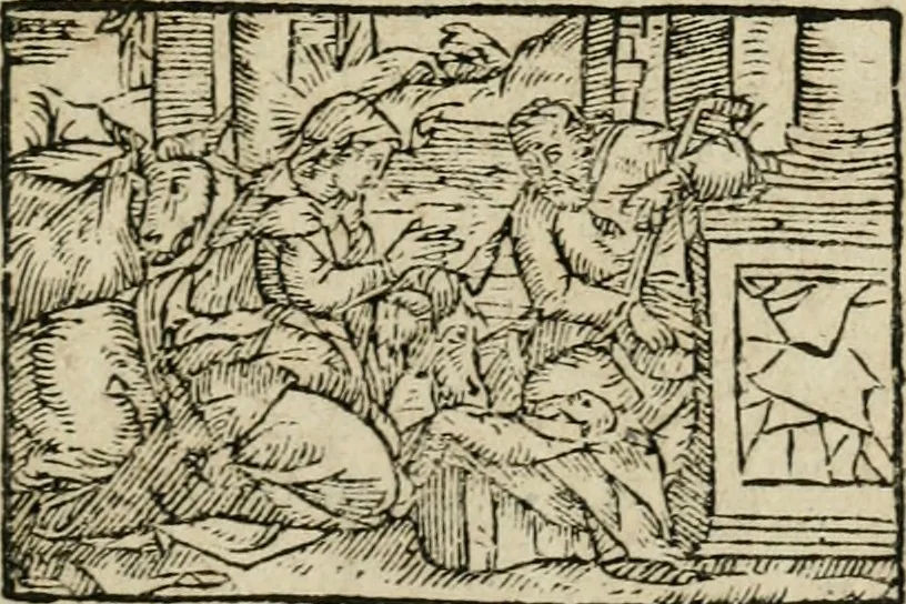An illustration from Jesus humilié dans l'étable de Bethléhem; ou, Cantiques spirituels sur la naissance du Sauveur, 1688, leaf 10