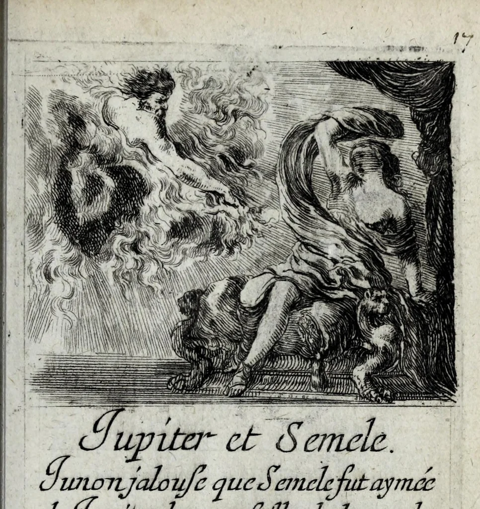 An illustration from Jeux historiques des rois de France, reines renommées, géographie et métamorphose, 1698, leaf 43