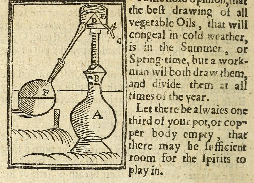 An illustration from The jevvel house of art and nature : containing divers rare and profitable inventions, together with sundry new experiments in the art of husbandry : with divers chimical conclusions concerning the art of distillation, and the rare practises and uses thereof. Faithfully and familiarly set down, according to the authours own experience, 1653, leaf 166