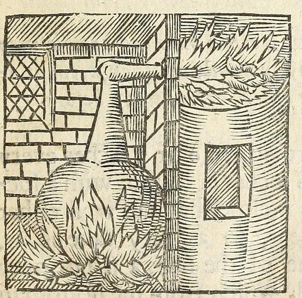 An illustration from The jevvel house of art and nature : containing divers rare and profitable inventions, together with sundry new experiments in the art of husbandry : with divers chimical conclusions concerning the art of distillation, and the rare practises and uses thereof. Faithfully and familiarly set down, according to the authours own experience, 1653, leaf 37