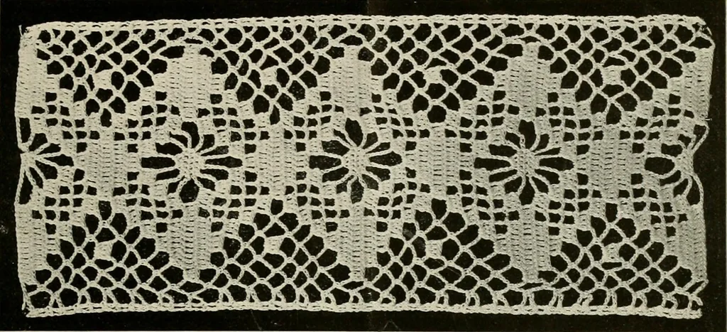 An illustration from Jewel crochet book; a collection of unique and useful designs, with full working instructions, 1915, leaf 8