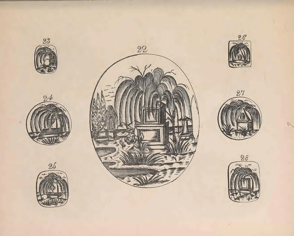 An illustration from The jewellers' book of patterns in hair work : containing a great variety of copper-plate engravings of devices and patterns in hair; suitable for mourning jewellery, brooches, rings, guards, alberts, necklets, lockets, bracelets, miniatures, studs, links, earrings, &c. &c. &c, 1864, leaf 16