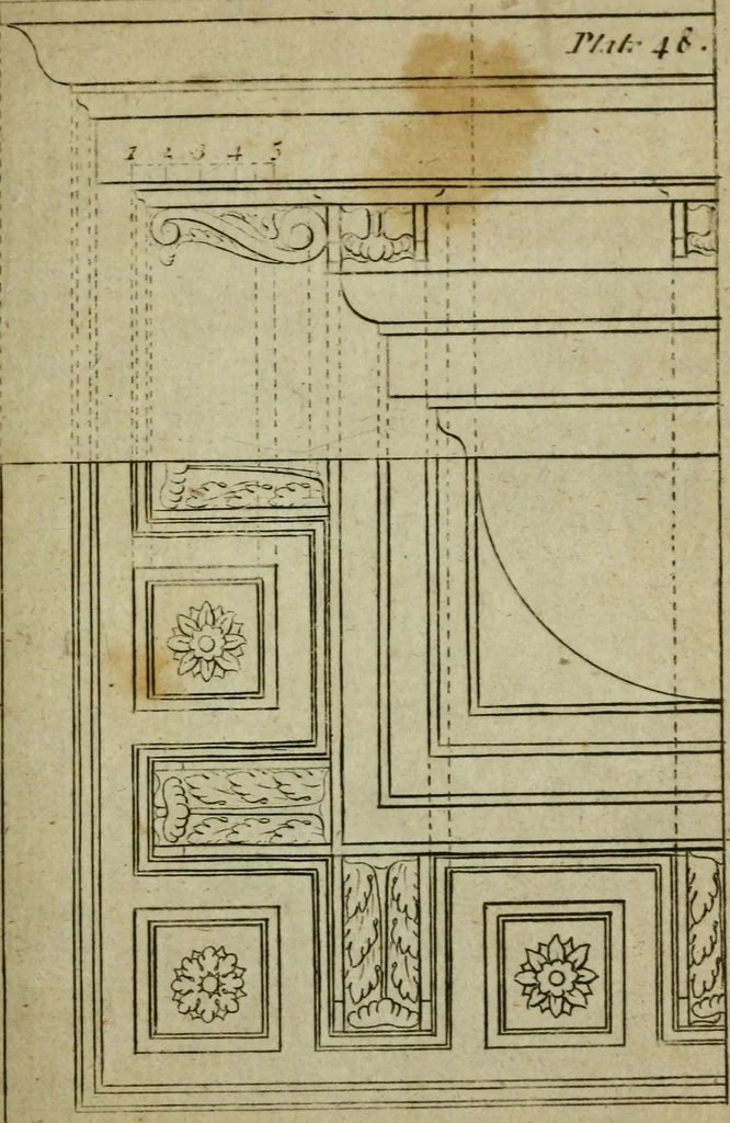 An illustration from The builder's jewel, or, The youth's instructor and workman's remembrancer : explaining short and easy rules, made familiar to the meanest capacity, for drawing and working ... : the whole illustrated by upwards of 200 examples, engraved on 100 copper-plates, 1787, leaf 124