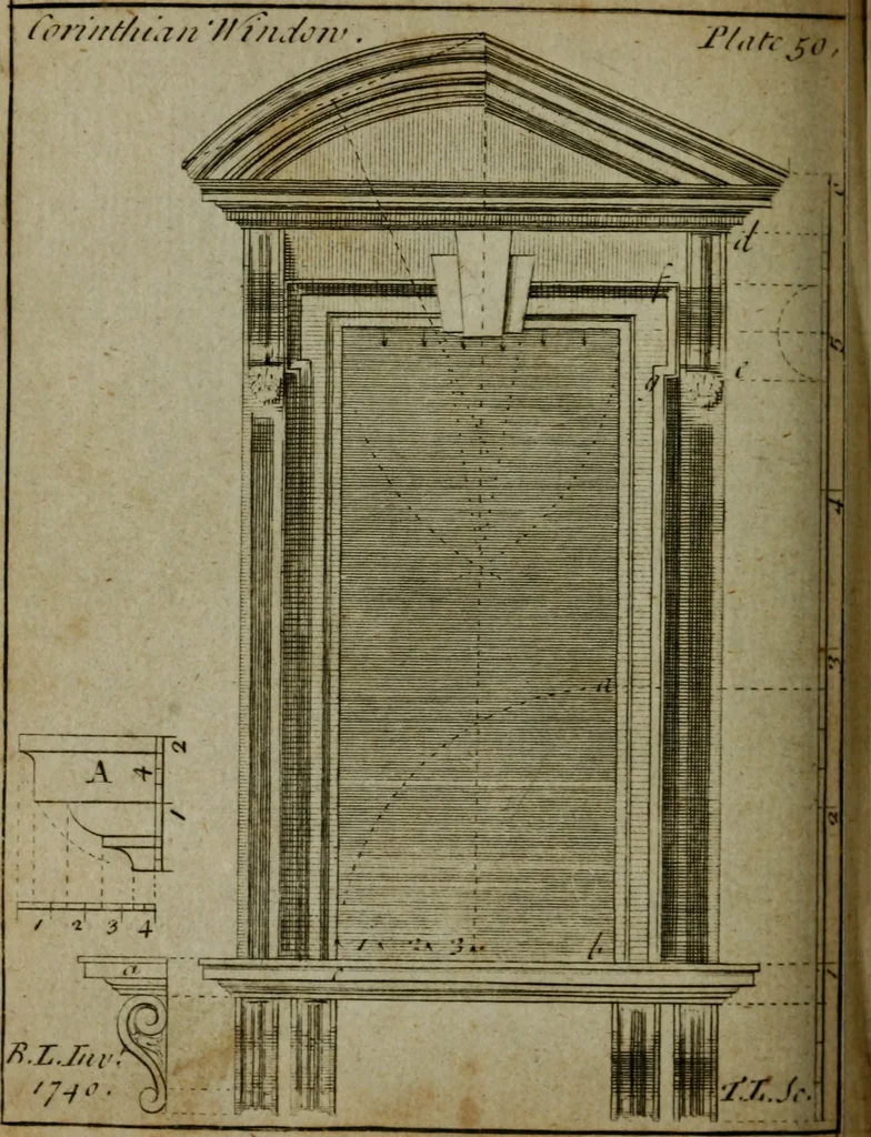 An illustration from The builder's jewel, or, The youth's instructor and workman's remembrancer : explaining short and easy rules, made familiar to the meanest capacity, for drawing and working ... : the whole illustrated by upwards of 200 examples, engraved on 100 copper-plates, 1787, leaf 129