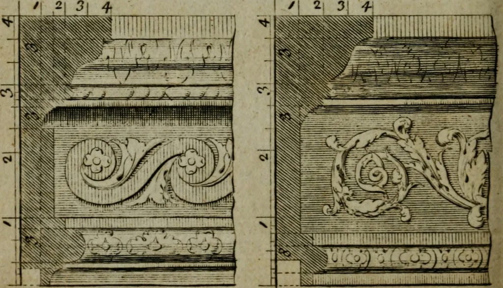 An illustration from The builder's jewel, or, The youth's instructor and workman's remembrancer : explaining short and easy rules, made familiar to the meanest capacity, for drawing and working ... : the whole illustrated by upwards of 200 examples, engraved on 100 copper-plates, 1787, leaf 185