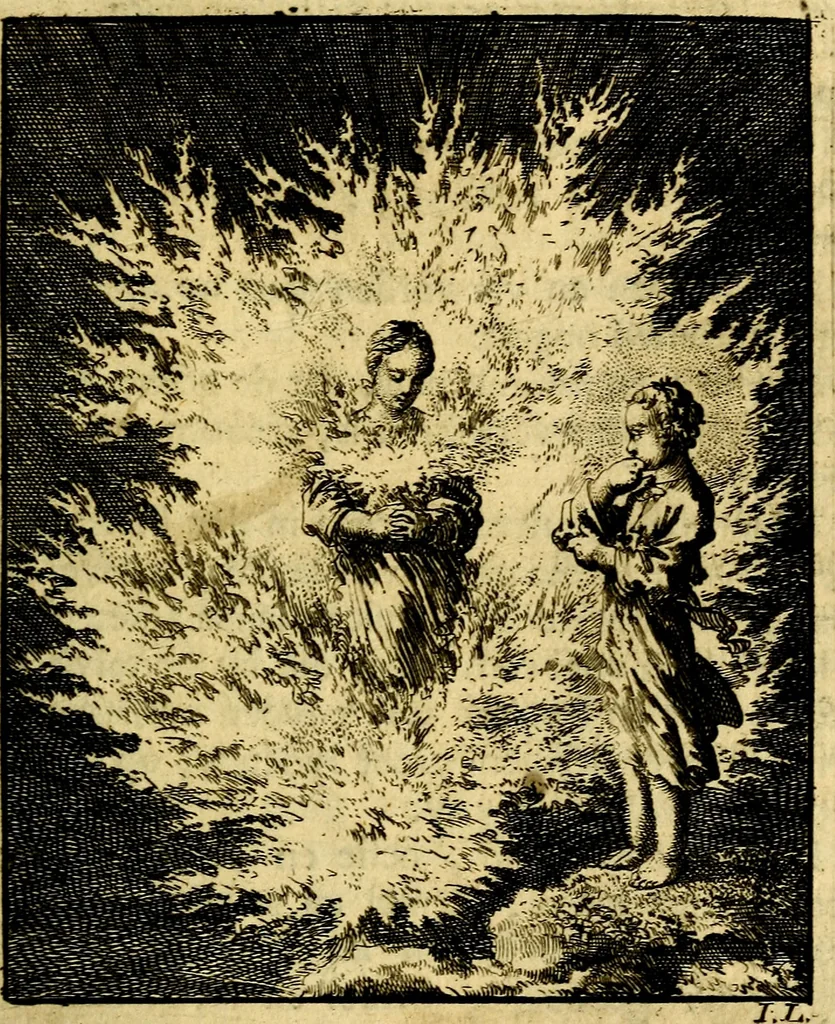 An illustration from Jezus en de ziel : een geestelyke spiegel voor't gemoed, bestaande in veertig aangenaame en stichtelyke zinnebeelden, 1714, leaf 118