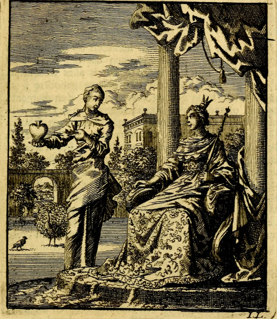 An illustration from Jezus en de ziel : een geestelyke spiegel voor't gemoed, bestaande in veertig aangenaame en stichtelyke zinnebeelden, 1714, leaf 144