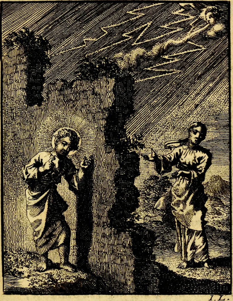An illustration from Jezus en de ziel : een geestelyke spiegel voor't gemoed, bestaande in veertig aangenaame en stichtelyke zinnebeelden, 1714, leaf 172