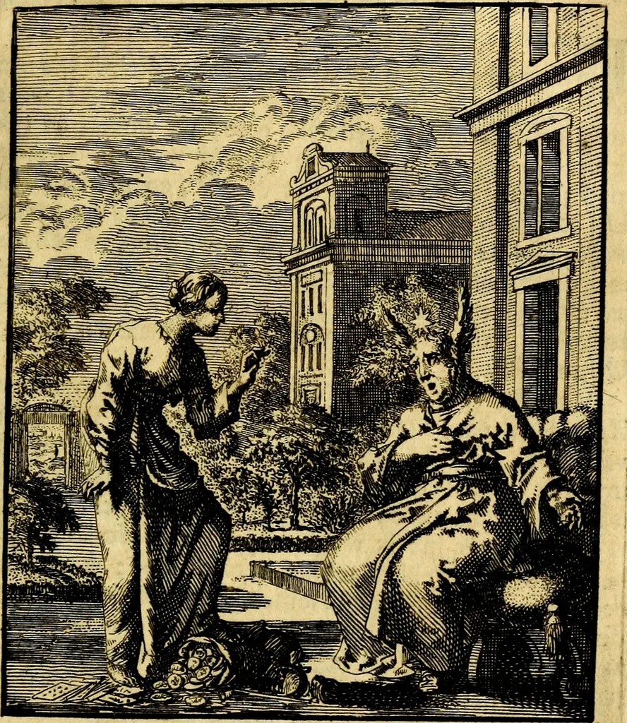 An illustration from Jezus en de ziel : een geestelyke spiegel voor't gemoed, bestaande in veertig aangenaame en stichtelyke zinnebeelden, 1714, leaf 20