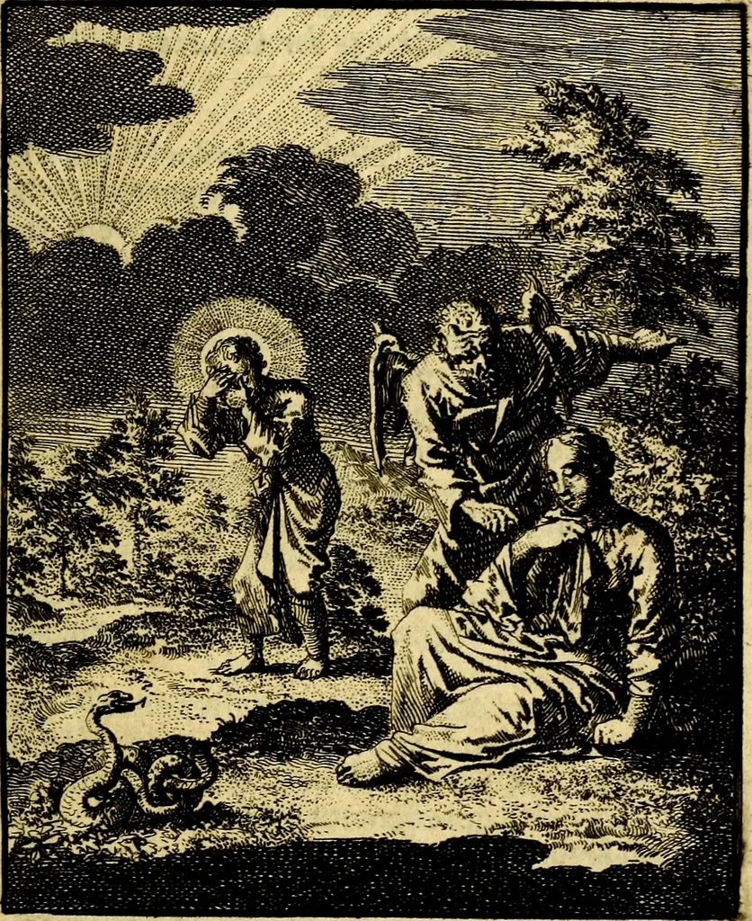 An illustration from Jezus en de ziel : een geestelyke spiegel voor't gemoed, bestaande in veertig aangenaame en stichtelyke zinnebeelden, 1714, leaf 44