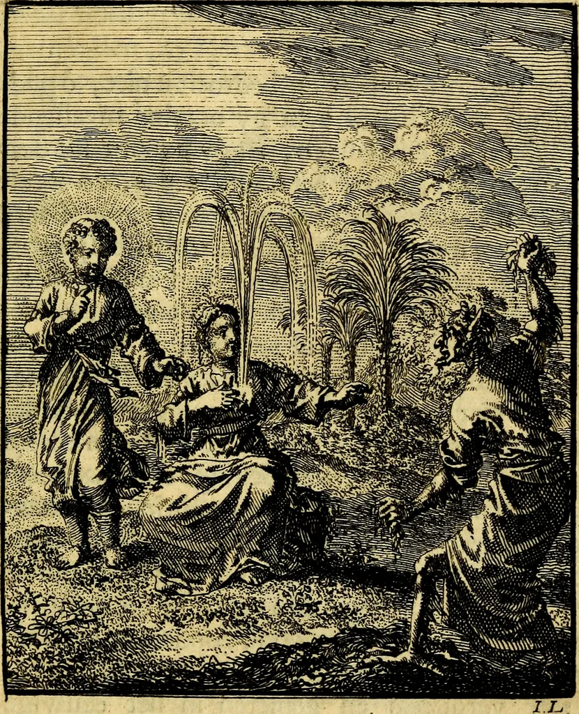 An illustration from Jezus en de ziel : een geestelyke spiegel voor't gemoed, bestaande in veertig aangenaame en stichtelyke zinnebeelden, 1714, leaf 48