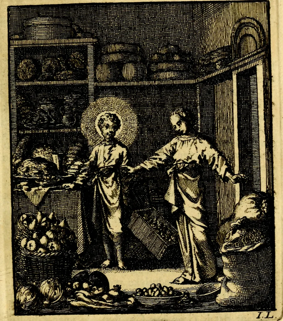 An illustration from Jezus en de ziel : een geestelyke spiegel voor't gemoed, bestaande in veertig aangenaame en stichtelyke zinnebeelden, 1714, leaf 94
