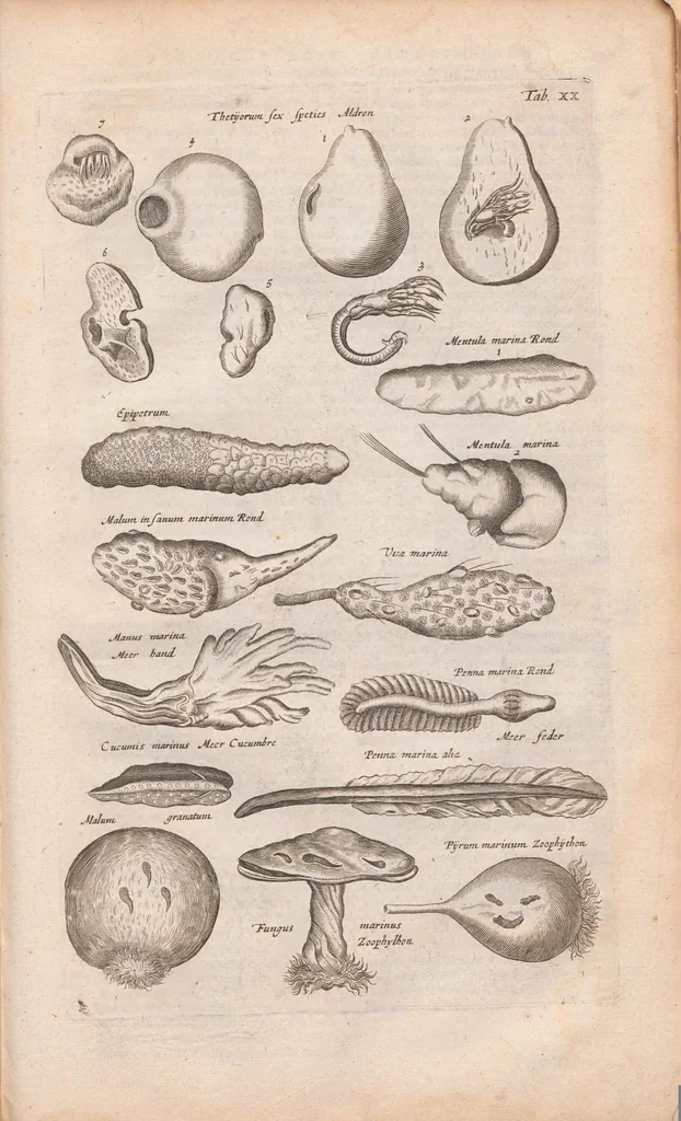 An illustration from J. Jonstons Beschryvingh van de natuur der bloedlose water-dieren : in vier boeken, 1660, leaf 101