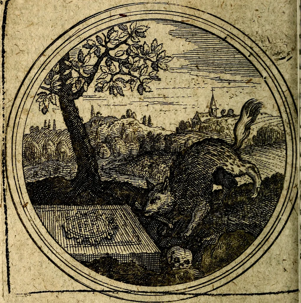 An illustration from Joachimi Camerarii Symbolorum et emblematum, centuriae quatuor .., 1668, leaf 317