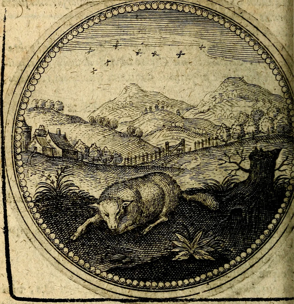 An illustration from Joachimi Camerarii Symbolorum et emblematum, centuriae quatuor .., 1668, leaf 353
