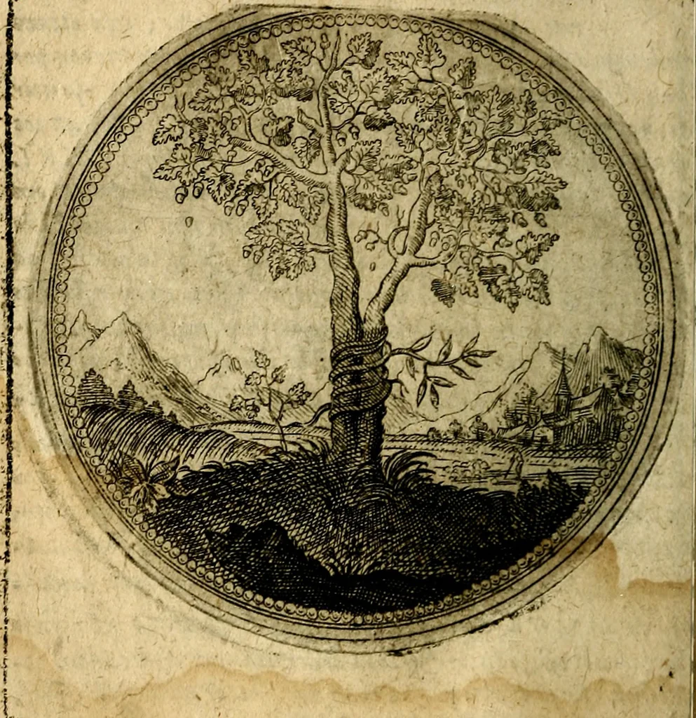 An illustration from Joachimi Camerarii Symbolorum et emblematum, centuriae quatuor .., 1668, leaf 43