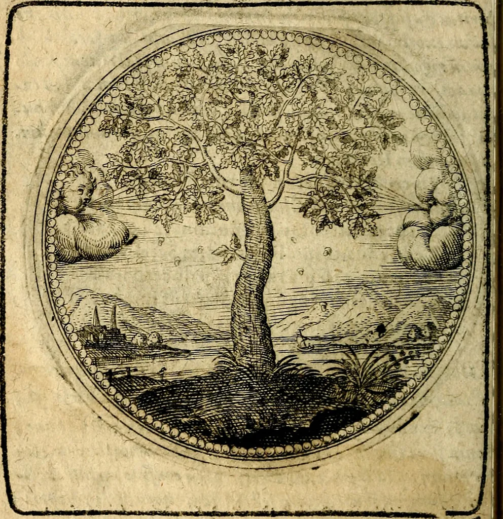 An illustration from Joachimi Camerarii Symbolorum et emblematum, centuriae quatuor .., 1668, leaf 45