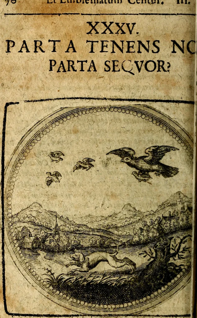 An illustration from Joachimi Camerarii Symbolorum et emblematum, centuriae quatuor .., 1668, leaf 487