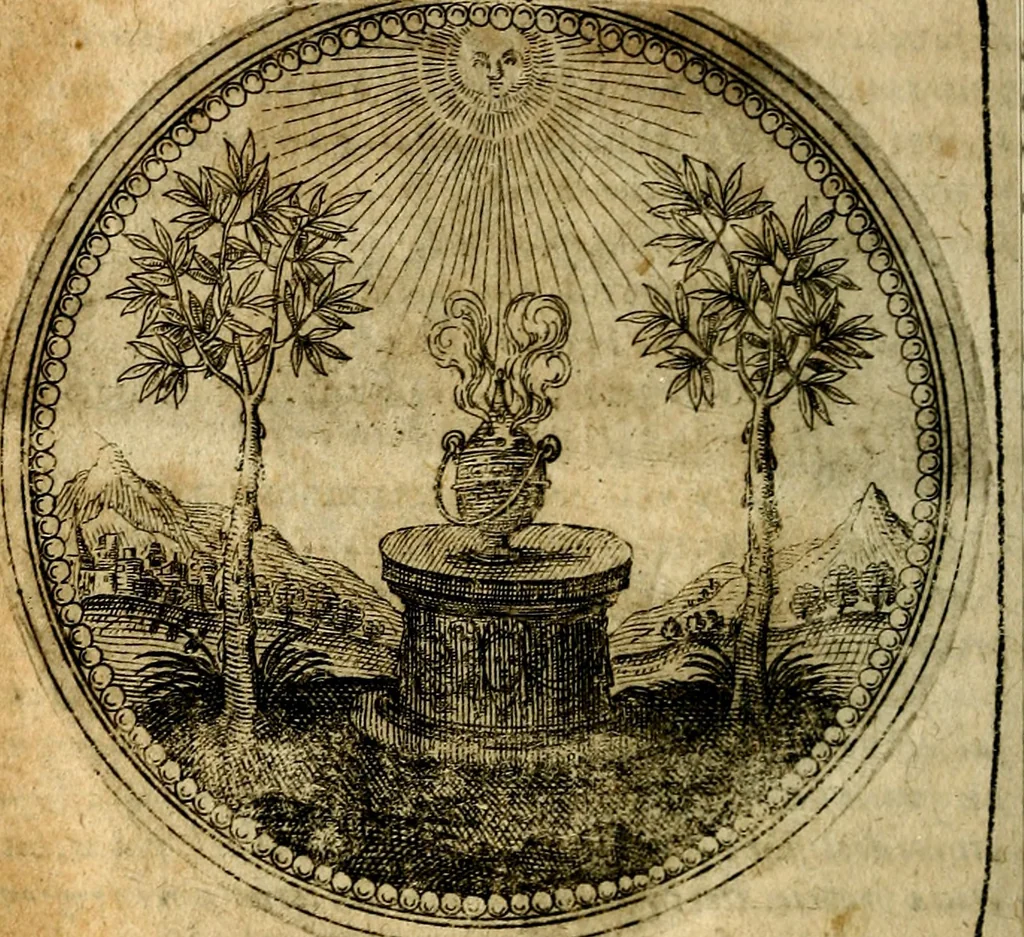 An illustration from Joachimi Camerarii Symbolorum et emblematum, centuriae quatuor .., 1668, leaf 71