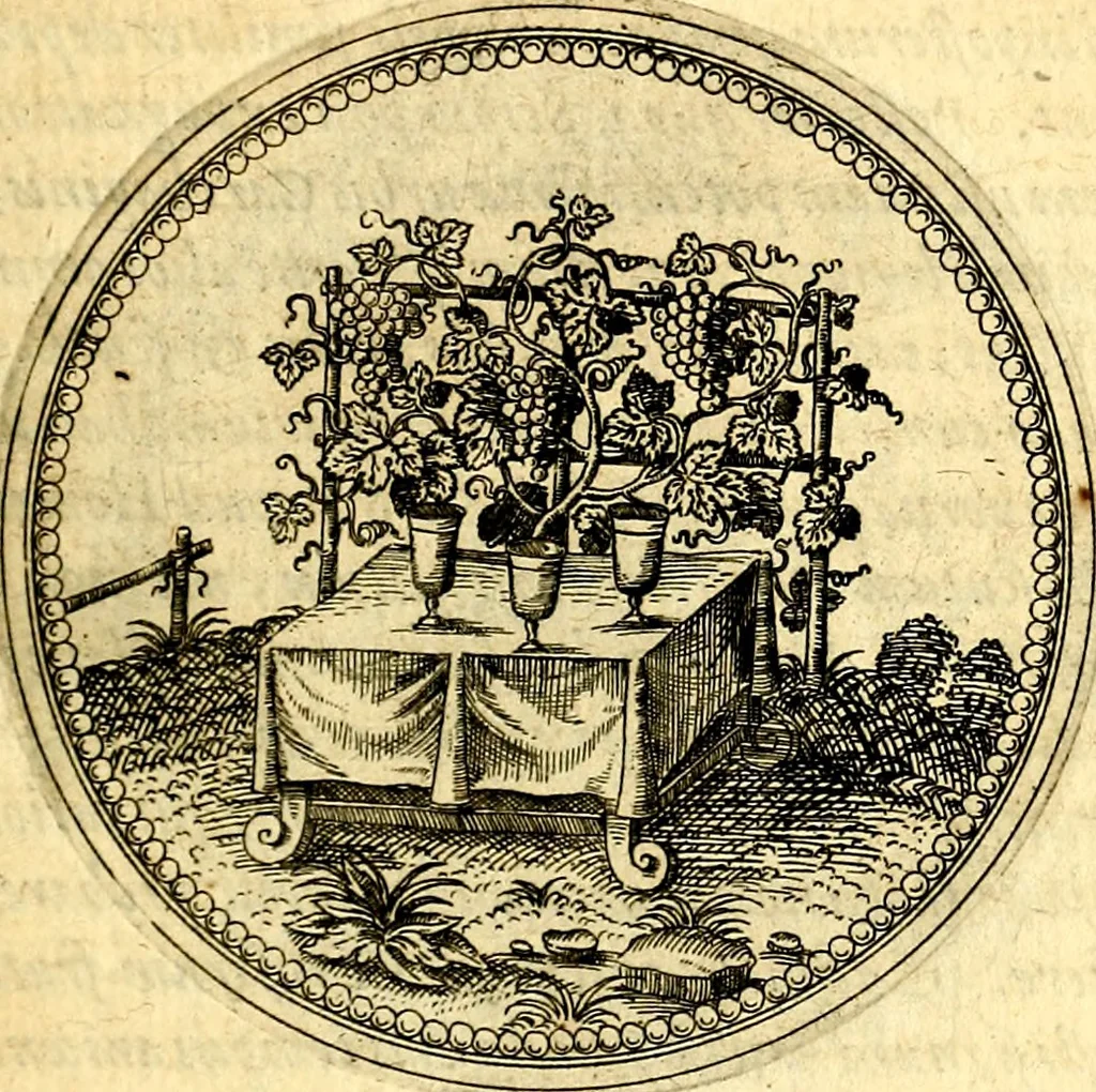 An illustration from Joachimi Camerarii Symbolorvm et emblematvm centvriæ tres. I. Ex herbis & stirpibus. II. Ex animalibus quadrupedibus. III. Ex volatilibus & insectis. Accessit noviter centvria IV. Ex aquatilibus & reptilibus. Cvm figvris æneis, 1605, leaf 100
