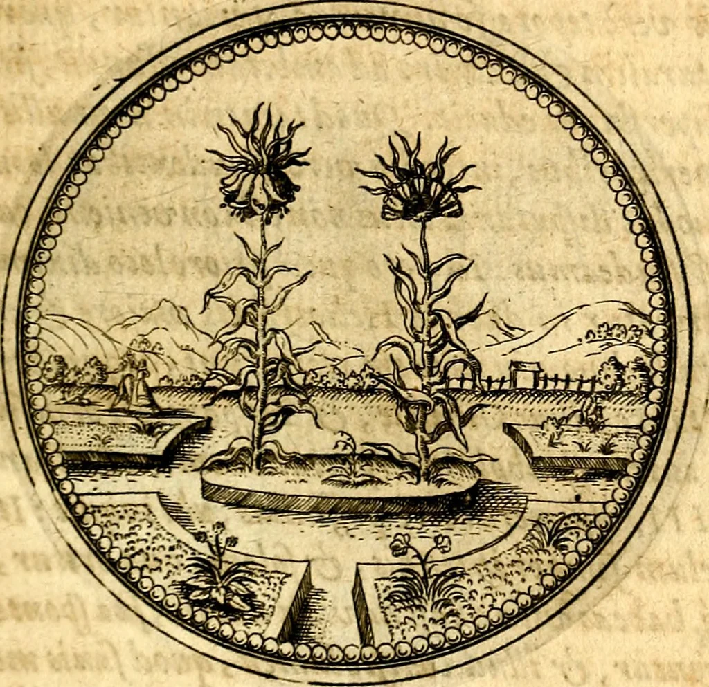 An illustration from Joachimi Camerarii Symbolorvm et emblematvm centvriæ tres. I. Ex herbis & stirpibus. II. Ex animalibus quadrupedibus. III. Ex volatilibus & insectis. Accessit noviter centvria IV. Ex aquatilibus & reptilibus. Cvm figvris æneis, 1605, leaf 148