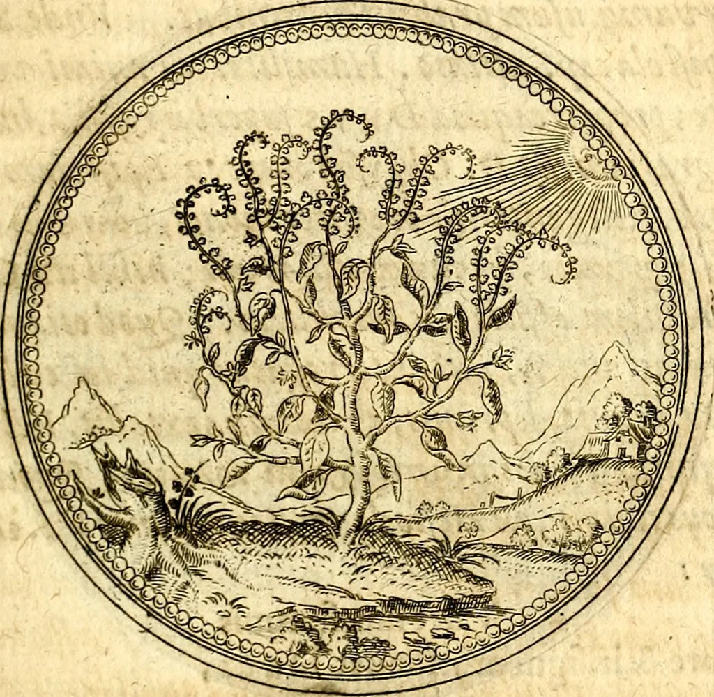 An illustration from Joachimi Camerarii Symbolorvm et emblematvm centvriæ tres. I. Ex herbis & stirpibus. II. Ex animalibus quadrupedibus. III. Ex volatilibus & insectis. Accessit noviter centvria IV. Ex aquatilibus & reptilibus. Cvm figvris æneis, 1605, leaf 150