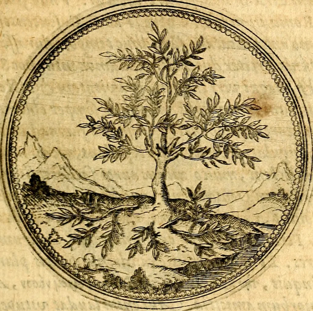 An illustration from Joachimi Camerarii Symbolorvm et emblematvm centvriæ tres. I. Ex herbis & stirpibus. II. Ex animalibus quadrupedibus. III. Ex volatilibus & insectis. Accessit noviter centvria IV. Ex aquatilibus & reptilibus. Cvm figvris æneis, 1605, leaf 18