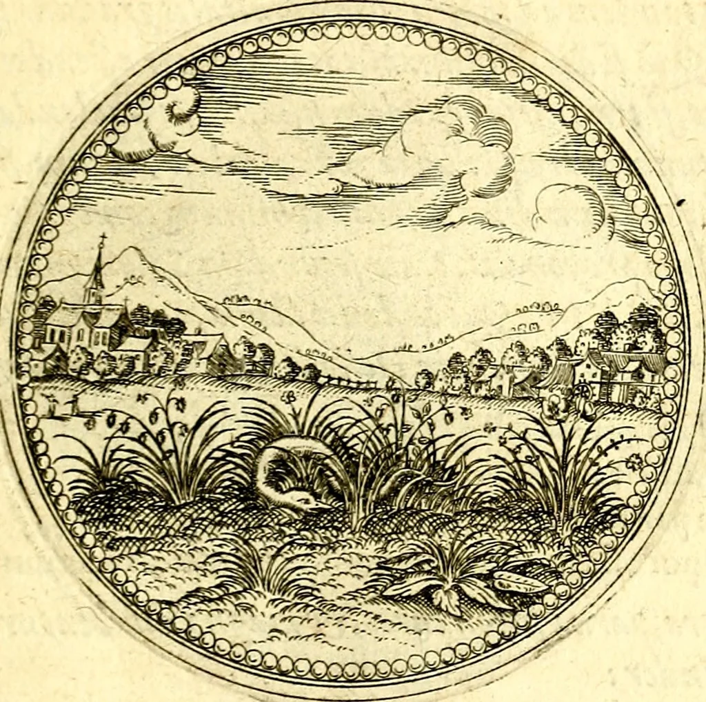 An illustration from Joachimi Camerarii Symbolorvm et emblematvm centvriæ tres. I. Ex herbis & stirpibus. II. Ex animalibus quadrupedibus. III. Ex volatilibus & insectis. Accessit noviter centvria IV. Ex aquatilibus & reptilibus. Cvm figvris æneis, 1605, leaf 184
