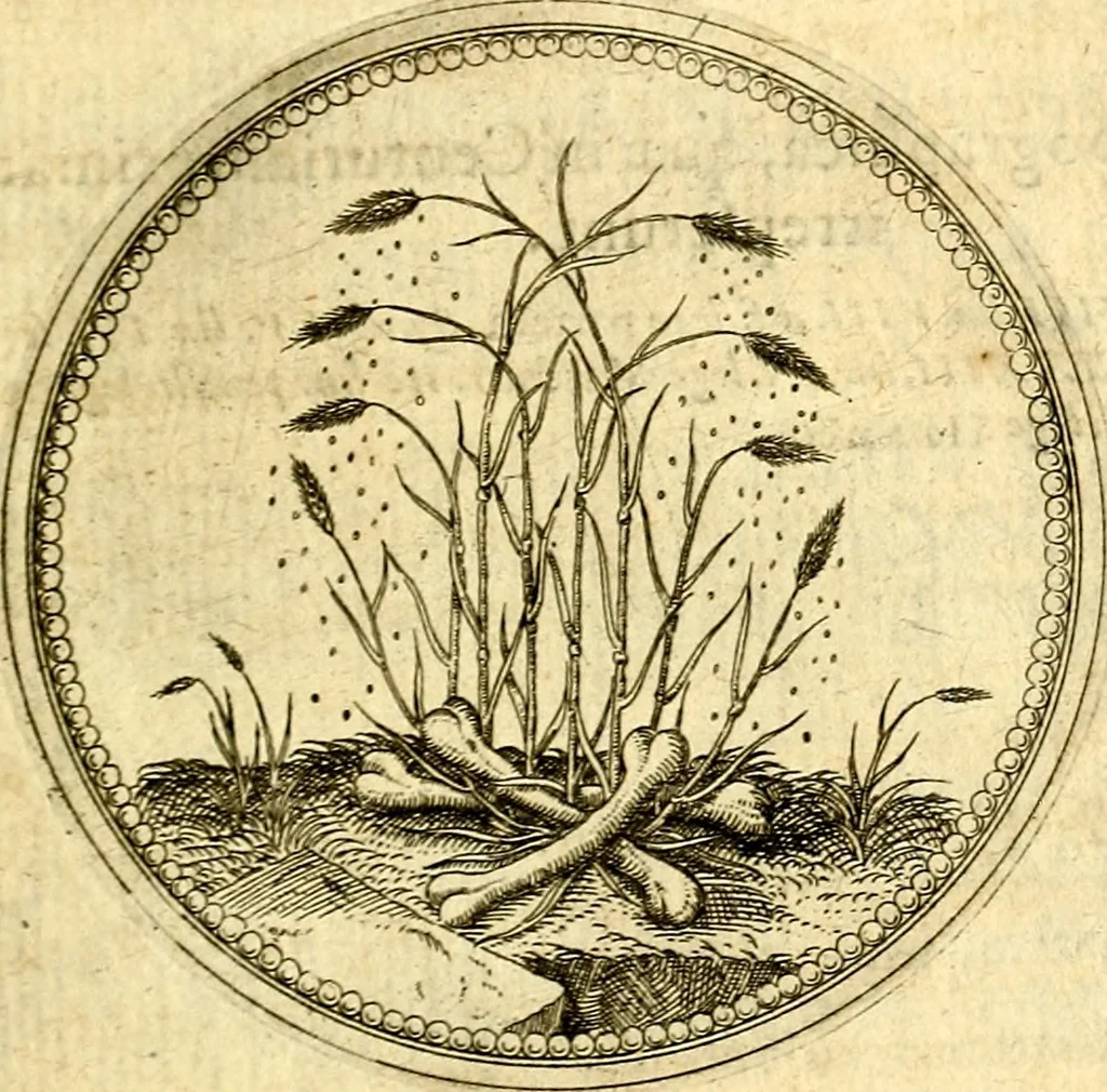 An illustration from Joachimi Camerarii Symbolorvm et emblematvm centvriæ tres. I. Ex herbis & stirpibus. II. Ex animalibus quadrupedibus. III. Ex volatilibus & insectis. Accessit noviter centvria IV. Ex aquatilibus & reptilibus. Cvm figvris æneis, 1605, leaf 204