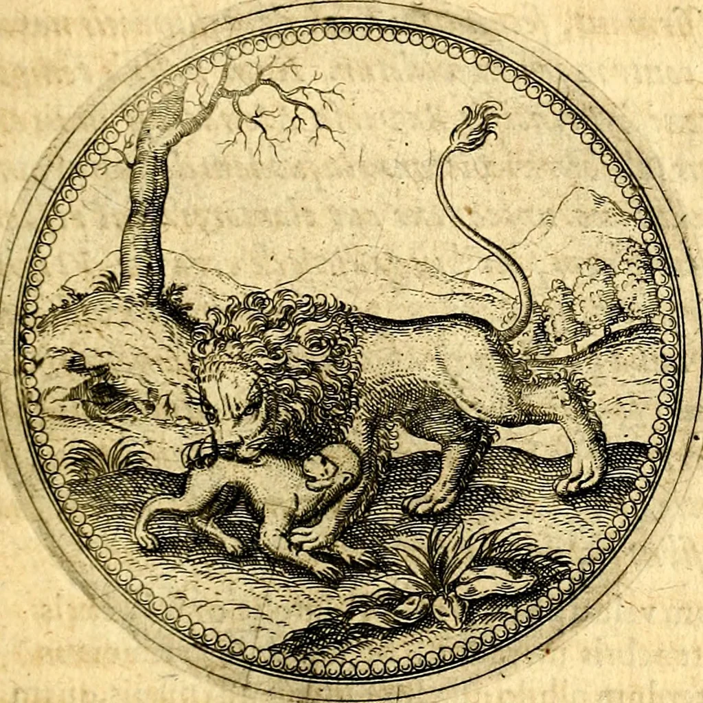 An illustration from Joachimi Camerarii Symbolorvm et emblematvm centvriæ tres. I. Ex herbis & stirpibus. II. Ex animalibus quadrupedibus. III. Ex volatilibus & insectis. Accessit noviter centvria IV. Ex aquatilibus & reptilibus. Cvm figvris æneis, 1605, leaf 224