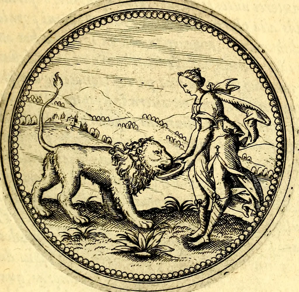 An illustration from Joachimi Camerarii Symbolorvm et emblematvm centvriæ tres. I. Ex herbis & stirpibus. II. Ex animalibus quadrupedibus. III. Ex volatilibus & insectis. Accessit noviter centvria IV. Ex aquatilibus & reptilibus. Cvm figvris æneis, 1605, leaf 230