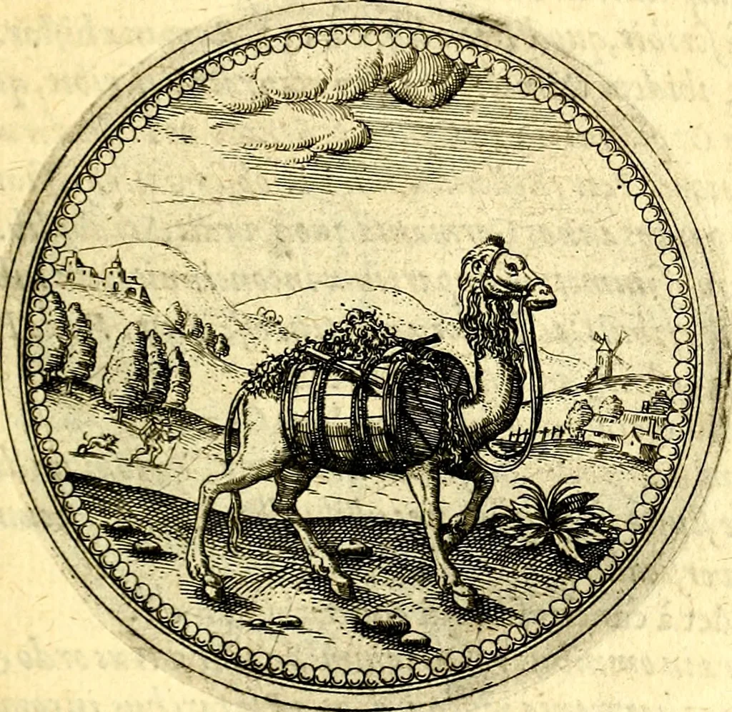 An illustration from Joachimi Camerarii Symbolorvm et emblematvm centvriæ tres. I. Ex herbis & stirpibus. II. Ex animalibus quadrupedibus. III. Ex volatilibus & insectis. Accessit noviter centvria IV. Ex aquatilibus & reptilibus. Cvm figvris æneis, 1605, leaf 242