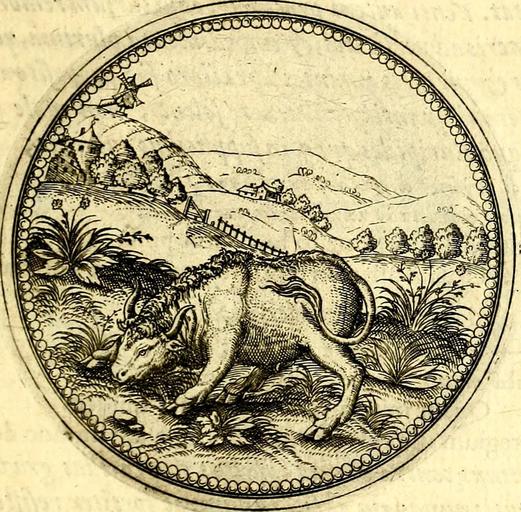 An illustration from Joachimi Camerarii Symbolorvm et emblematvm centvriæ tres. I. Ex herbis & stirpibus. II. Ex animalibus quadrupedibus. III. Ex volatilibus & insectis. Accessit noviter centvria IV. Ex aquatilibus & reptilibus. Cvm figvris æneis, 1605, leaf 262